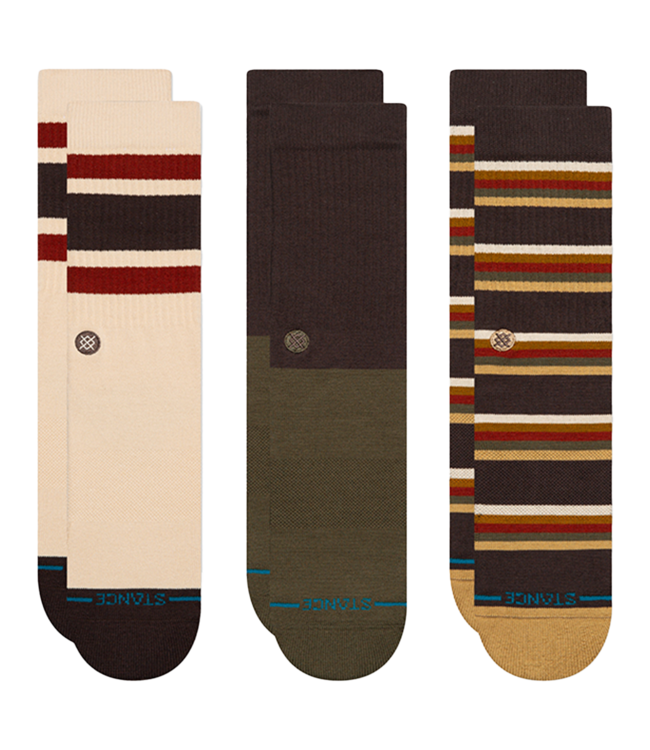 STANCE Mill House 3 Pack Crew - Dark Brown