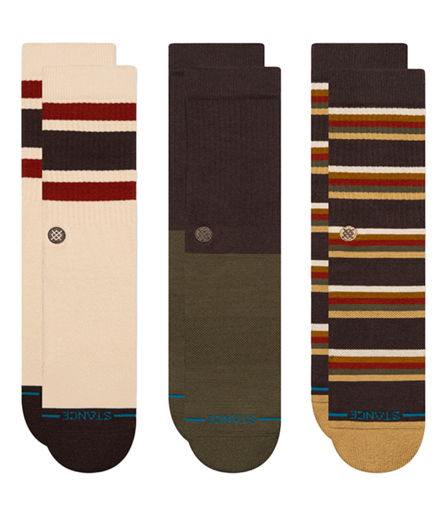 STANCE Mill House 3 Pack Crew - Dark Brown