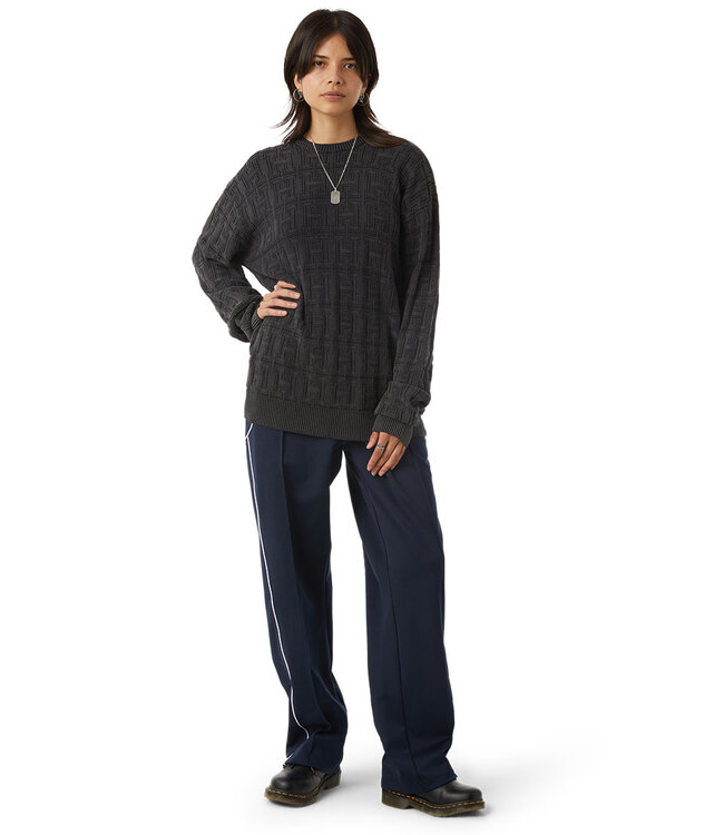 HUF Interlaced Jacquard Overdyed Crew - Black