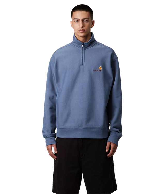 CARHARTT WIP Half Zip American Script Sweat - Blue Iris