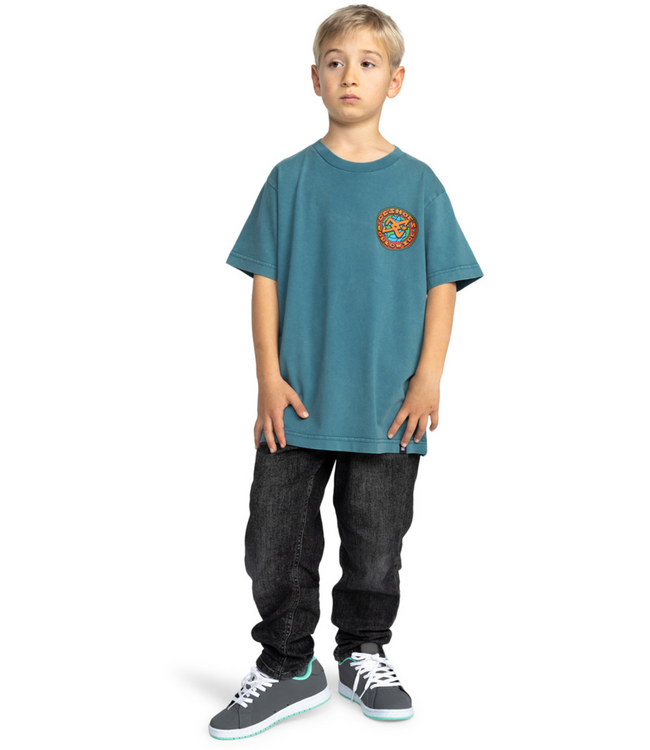 DC Spinner Kids T-Shirt - Deep Teal Acid Wash