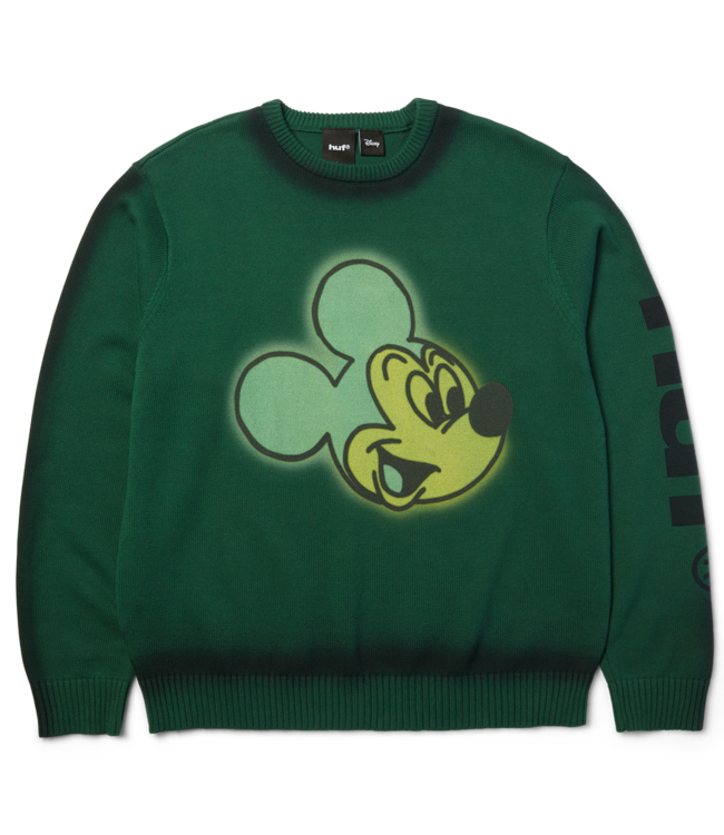 HUF Mickey Spray Crewneck Sweater - Forest Green