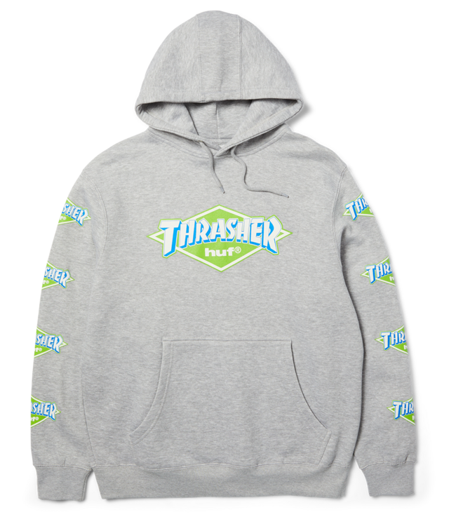 HUF Huf X Thrasher Logo Po Hoodie - Heather Grey