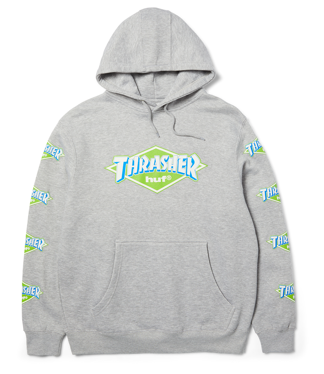HUF Huf X Thrasher Logo Po Hoodie - Heather Grey