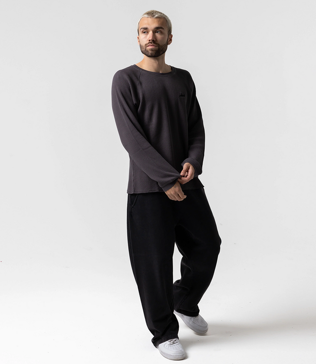 RIPNDIP Castanza Waffle Knit Long Sleeve - Charcoal