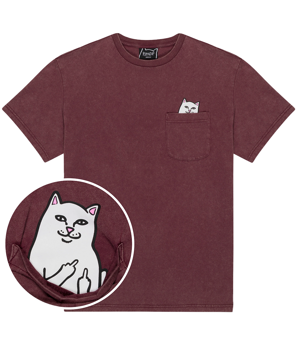 RIPNDIP Lord Nermal Pocket Tee - Burgundy Vintage Wash