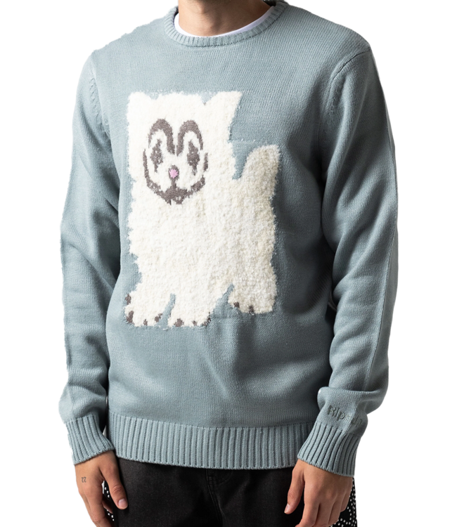 RIPNDIP Pet Me Im Cute Knit Sweater - Heather Sage Grey