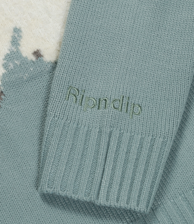 RIPNDIP Pet Me Im Cute Knit Sweater - Heather Sage Grey