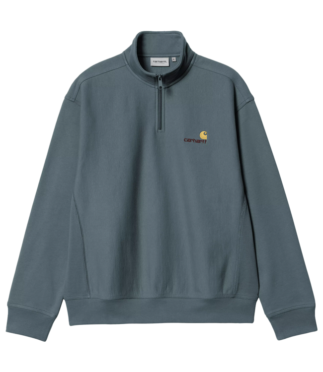 CARHARTT WIP Half Zip American Script Sweat - Office Blue