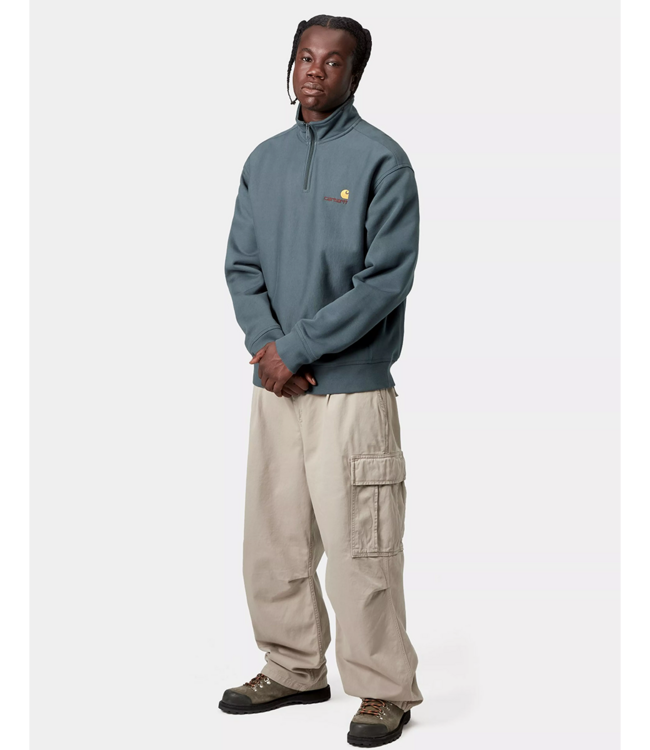 CARHARTT WIP Half Zip American Script Sweat - Office Blue