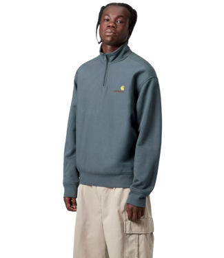 CARHARTT WIP Half Zip American Script Sweat - Office Blue