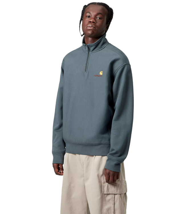 CARHARTT WIP Half Zip American Script Sweat - Office Blue