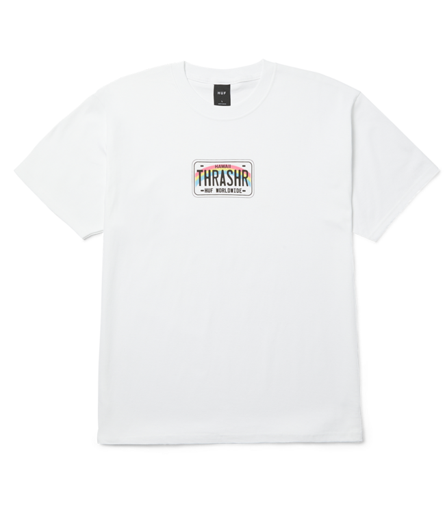 HUF License Plate Ss Tee - White