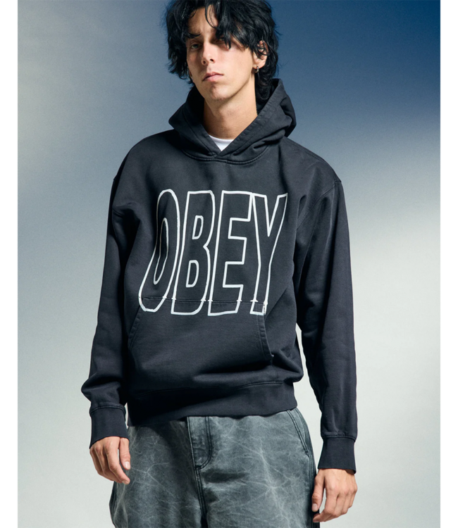 OBEY Manor Faded Hood - Digital Black Faded Wash