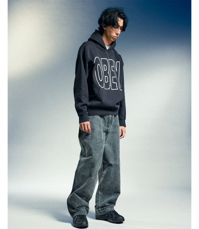 OBEY Manor Faded Hood - Digital Black Faded Wash