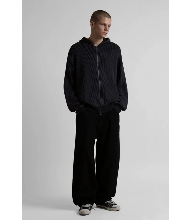 WASTED PARIS Pusher Knit Zip Hoodie - Black/Charcoal