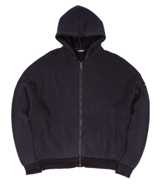 WASTED PARIS Pusher Knit Zip Hoodie - Black/Charcoal