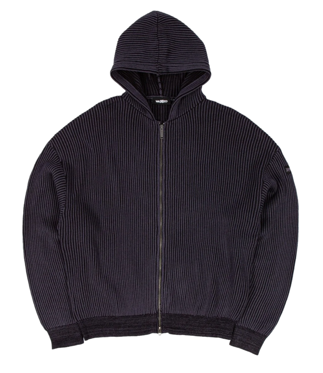 WASTED PARIS Pusher Knit Zip Hoodie - Black/Charcoal
