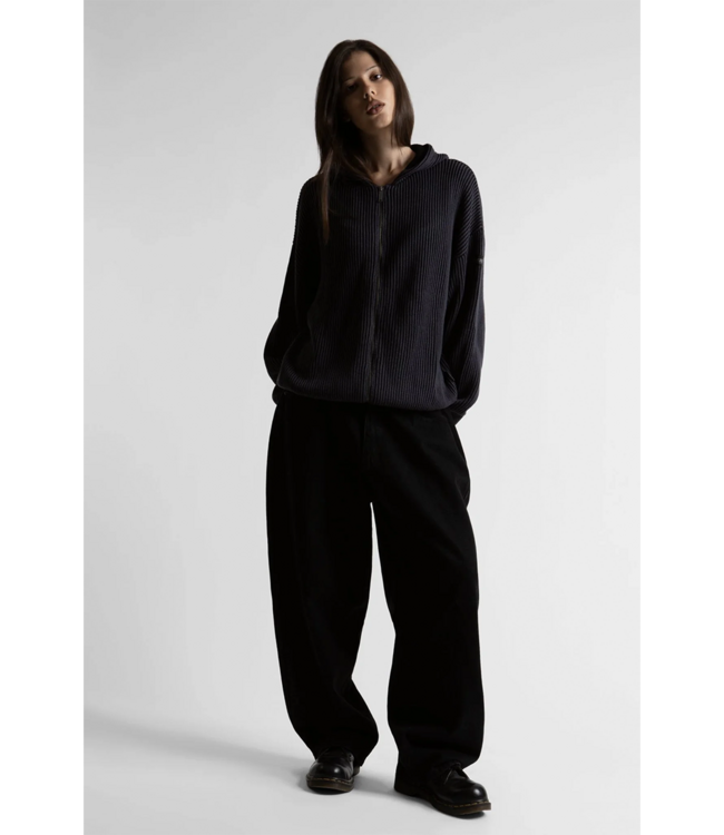 WASTED PARIS Pusher Knit Zip Hoodie - Black/Charcoal