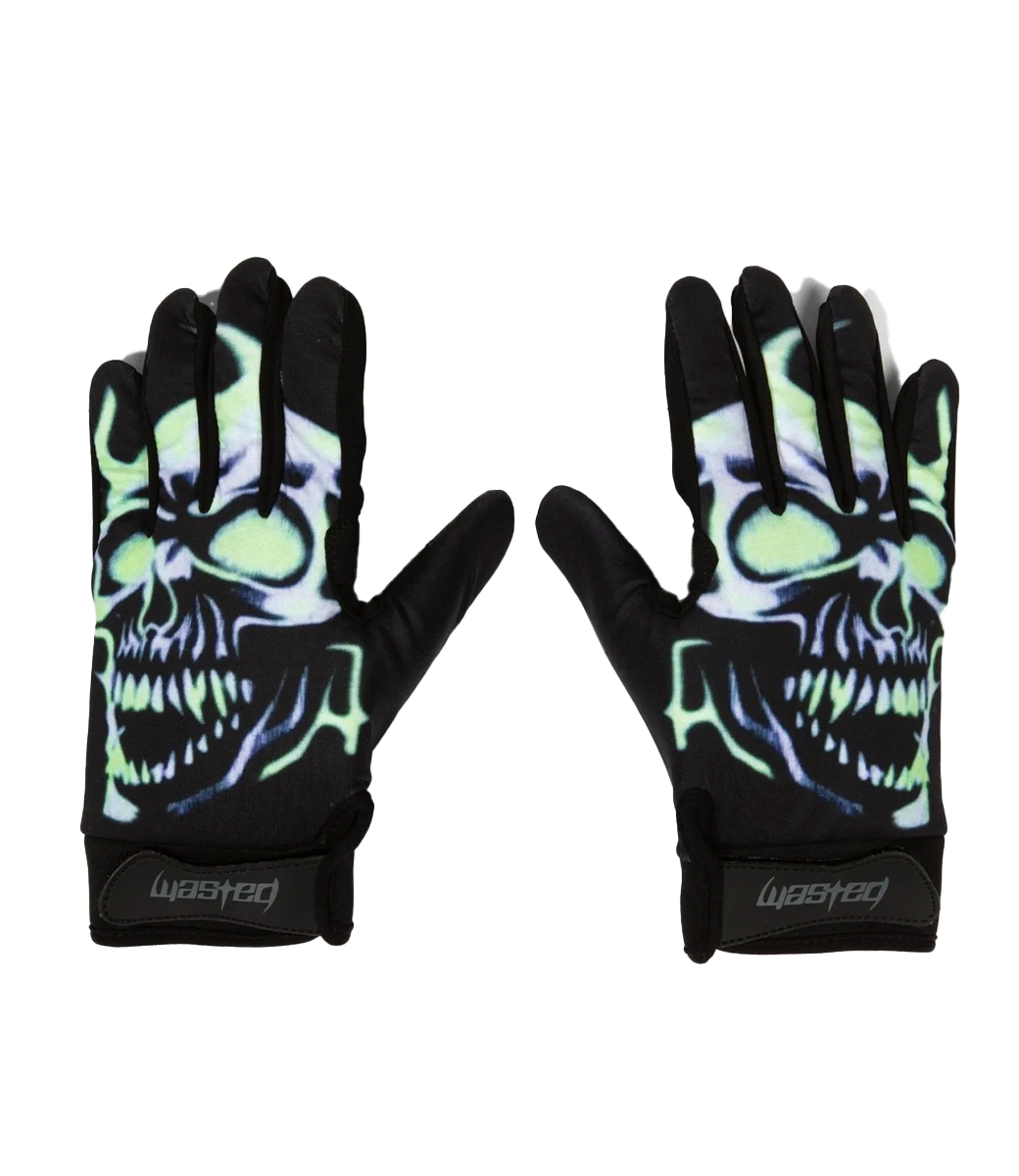 WASTED PARIS Skull Gloves - Black