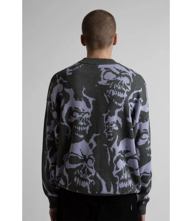 WASTED PARIS Skull Sweater - Charcoal/Lilac
