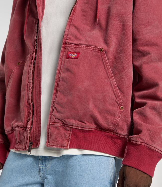 DICKIES Lined Denim Hooded Bomber - Garnet