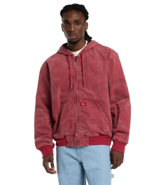 DICKIES Lined Denim Hooded Bomber - Garnet