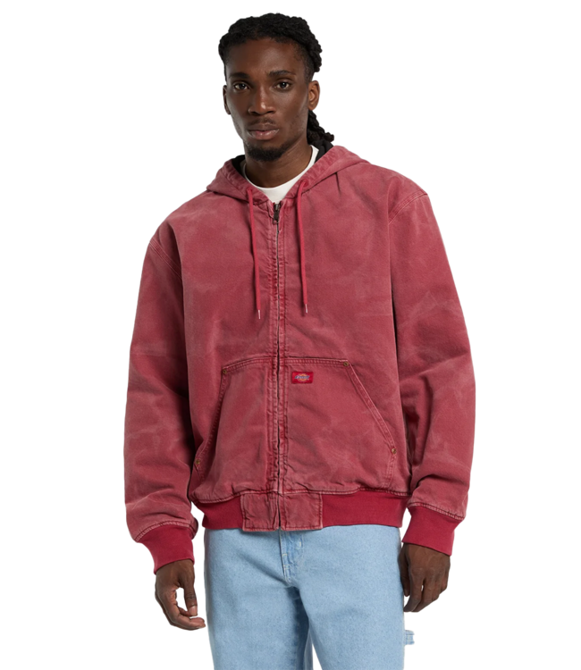 DICKIES Lined Denim Hooded Bomber - Garnet