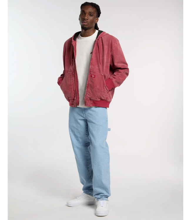 DICKIES Lined Denim Hooded Bomber - Garnet