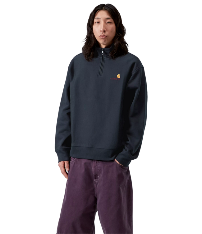 CARHARTT WIP Half Zip American Script Sweat - Deep Night