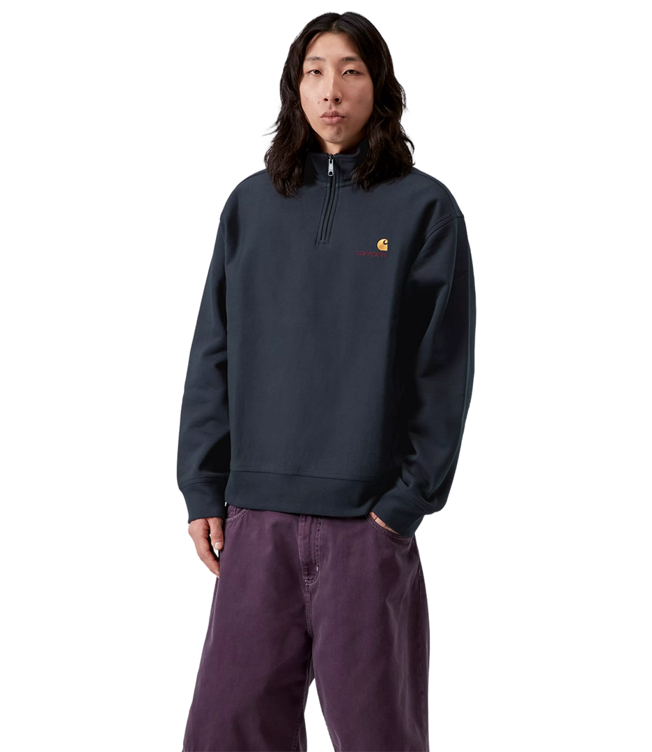 CARHARTT WIP Half Zip American Script Sweat - Deep Night