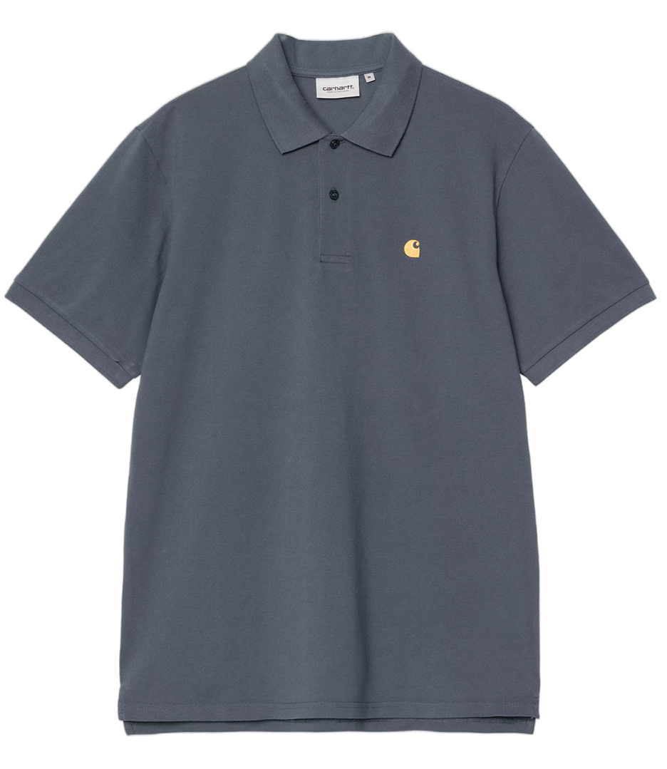 CARHARTT WIP S/S Chase Pique Polo - Cozy Blue/Gold