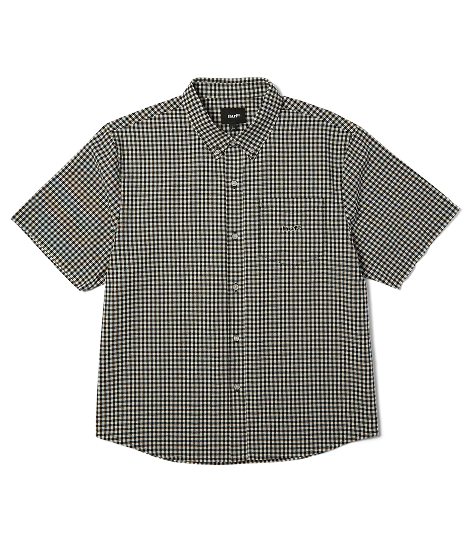 HUF 89 Micro Gingham Ss Oxford Shirt - Black/White