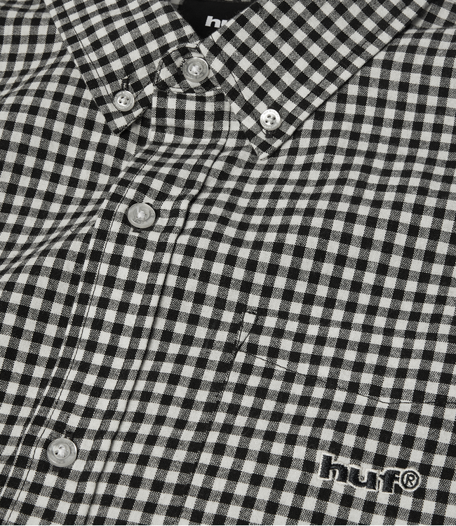 HUF 89 Micro Gingham Ss Oxford Shirt - Black/White