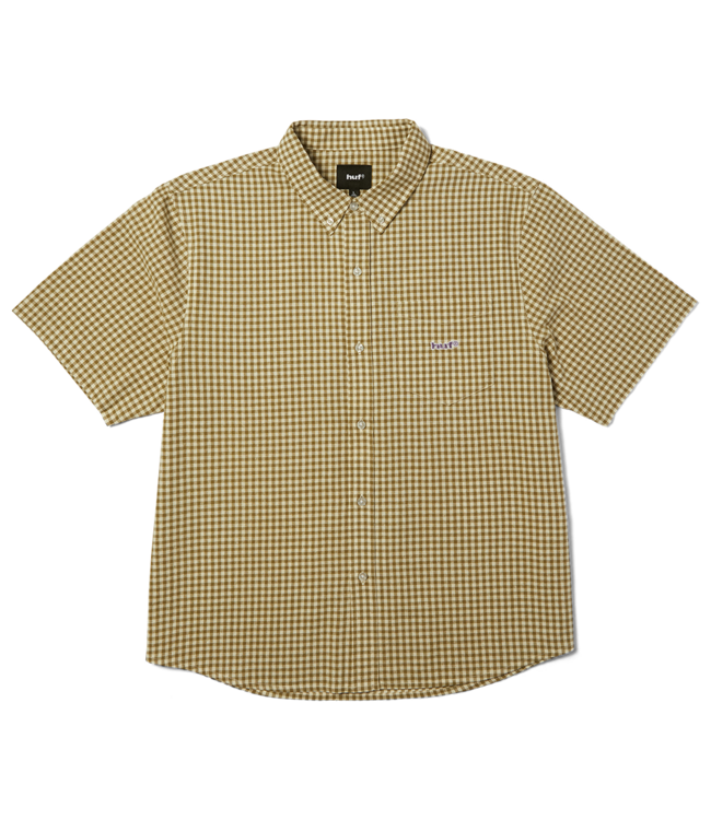 HUF 89 Micro Gingham Ss Oxford Shirt - Natural