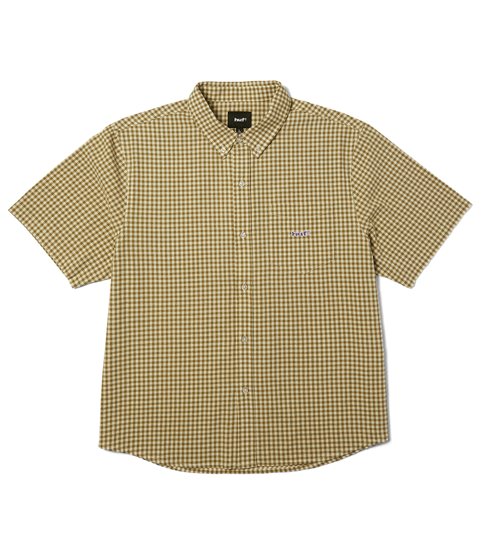 HUF 89 Micro Gingham Ss Oxford Shirt - Natural