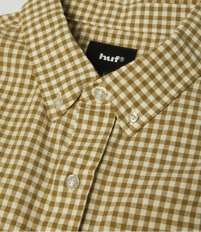 HUF 89 Micro Gingham Ss Oxford Shirt - Natural