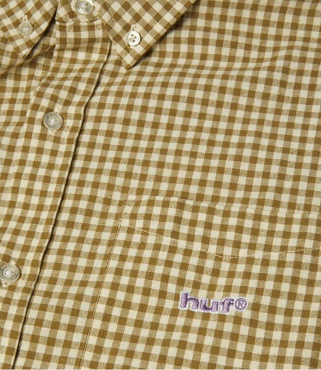 HUF 89 Micro Gingham Ss Oxford Shirt - Natural