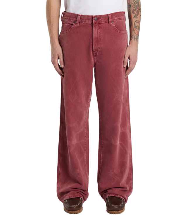 DICKIES 958 Baggy Straight Work Jeans - Garnet