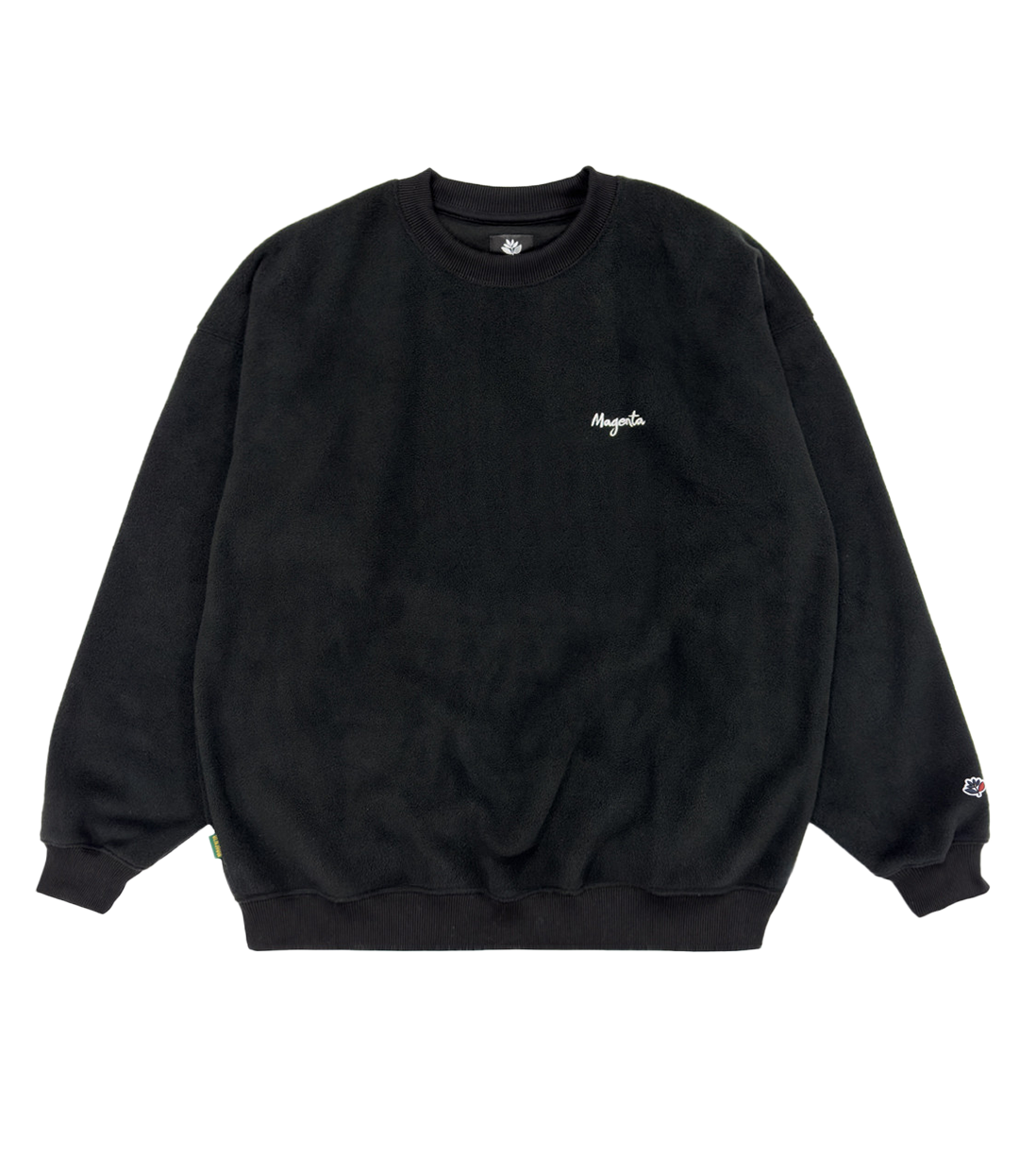 MAGENTA Script Fleece Crewneck - Black
