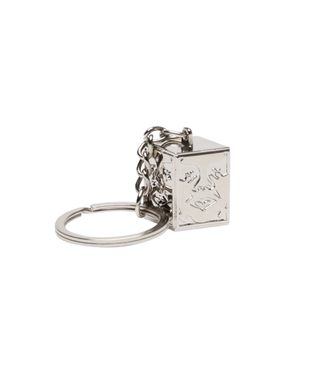 OBEY Icon Face Cube Key Chain - Silver
