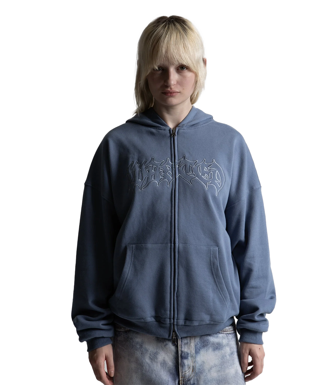 WASTED PARIS Blast Reversible Zip Hoodie - Stone Blue/ Black