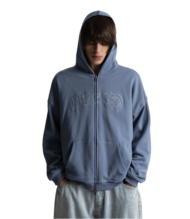 WASTED PARIS Blast Reversible Zip Hoodie - Stone Blue/ Black