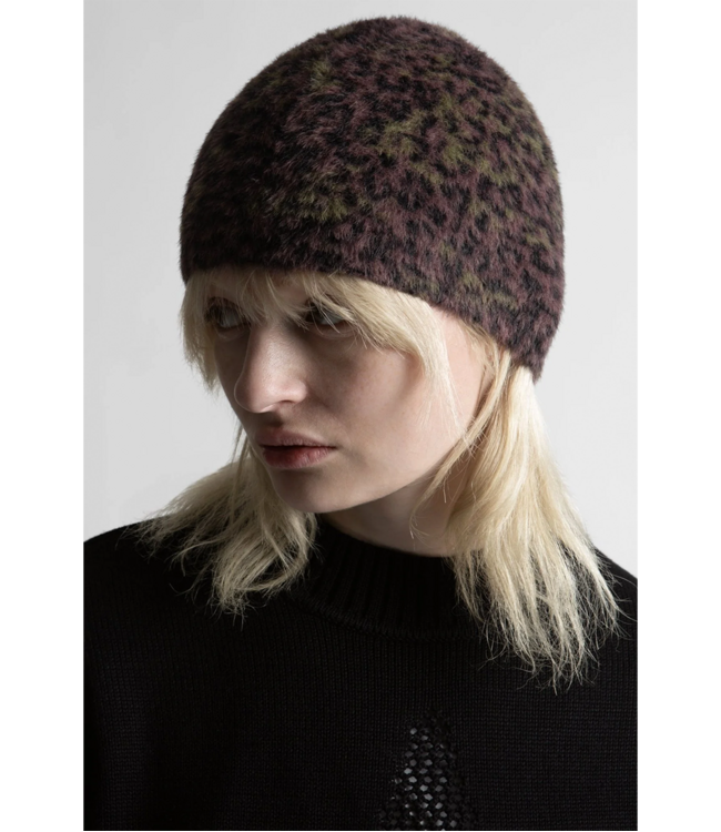 WASTED PARIS Cheetah Brow Beanie - Fudge Burgundy Camo