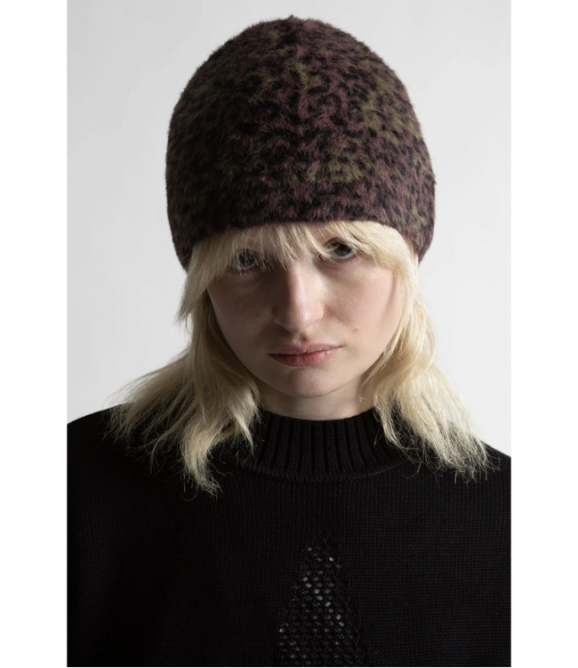WASTED PARIS Cheetah Brow Beanie - Fudge Burgundy Camo