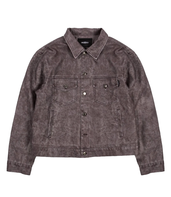 WASTED PARIS Nifty Trucker Jacket - Faded Fudge Burgundy