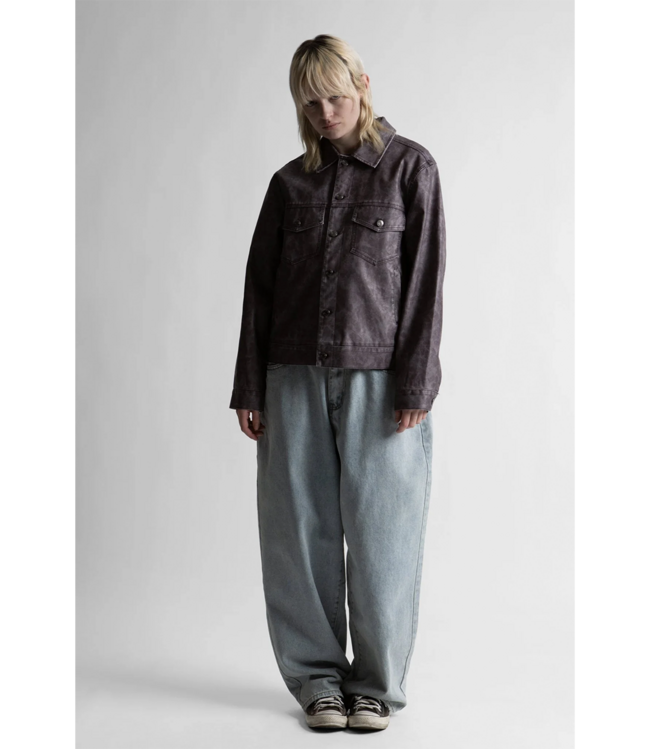 WASTED PARIS Nifty Trucker Jacket - Faded Fudge Burgundy