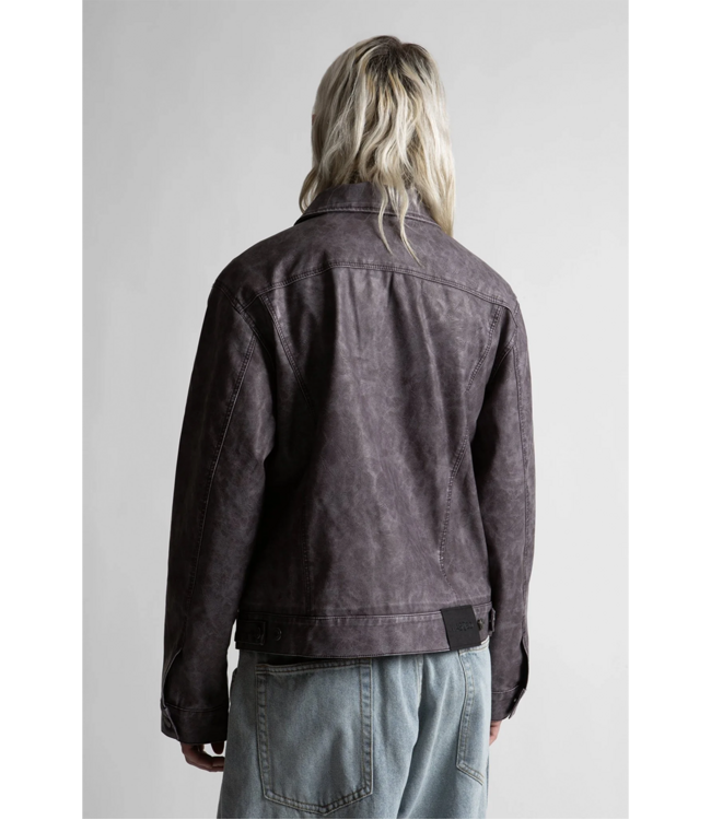 WASTED PARIS Nifty Trucker Jacket - Faded Fudge Burgundy