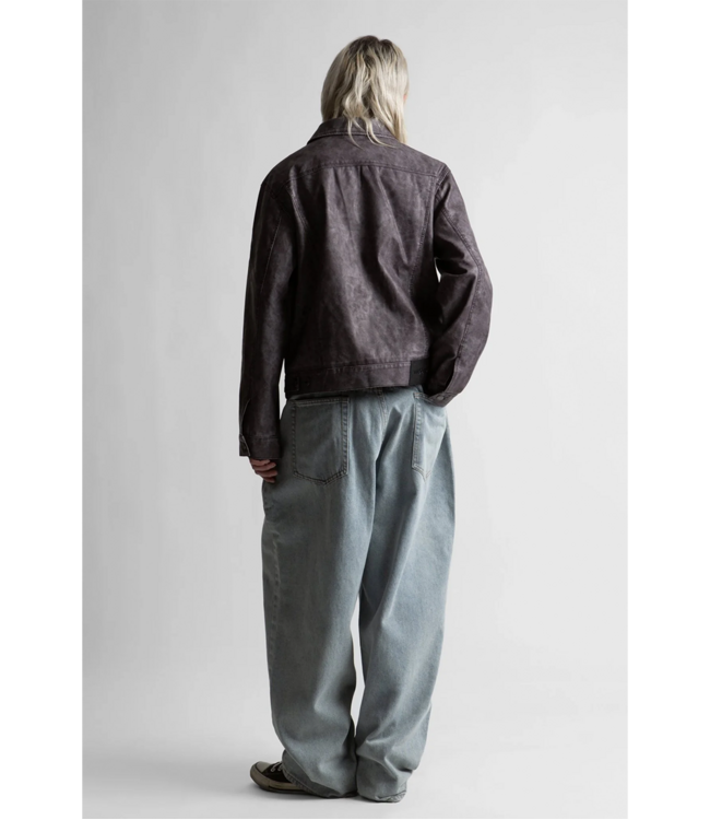 WASTED PARIS Nifty Trucker Jacket - Faded Fudge Burgundy