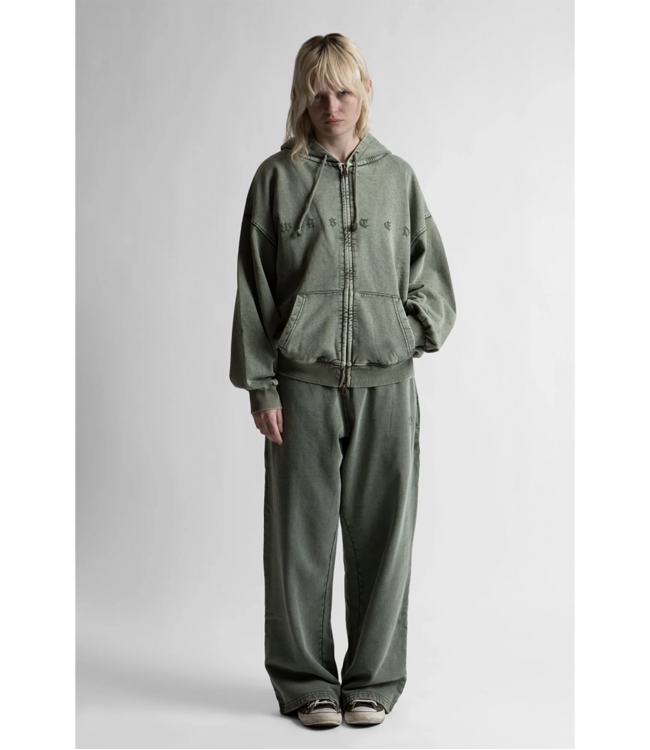 WASTED PARIS Splinter Faded Zip Hoodie - Faded Olive Khaki